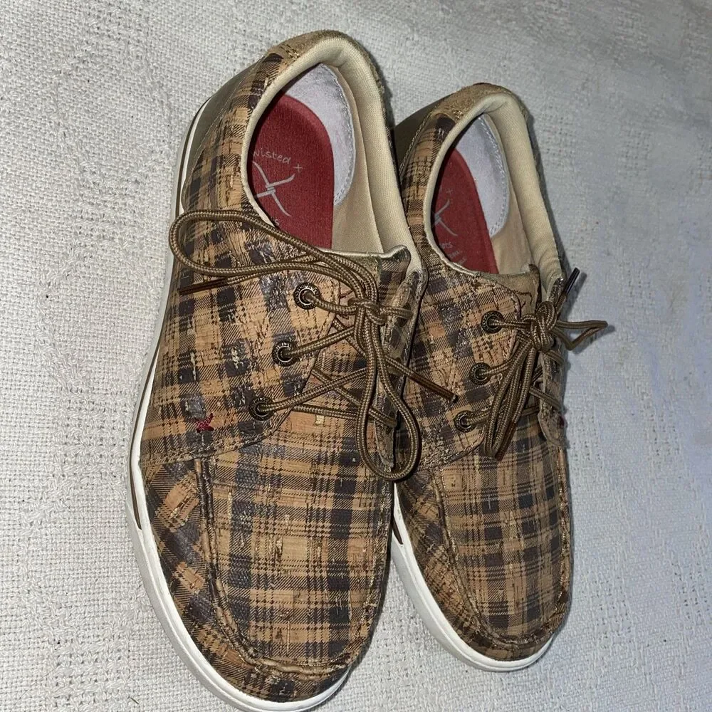 Twisted X Boots Men’s Casual Shoes Size 8.5 Tan Plaid Leather Going Out Comfort